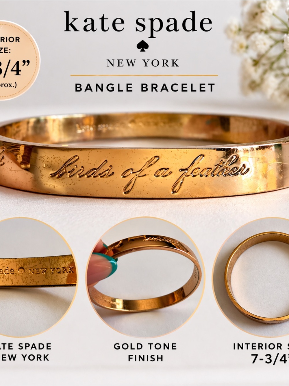 Kate Spade Birds Of A Feather Gold Tone Friendship Bangle Bracelet